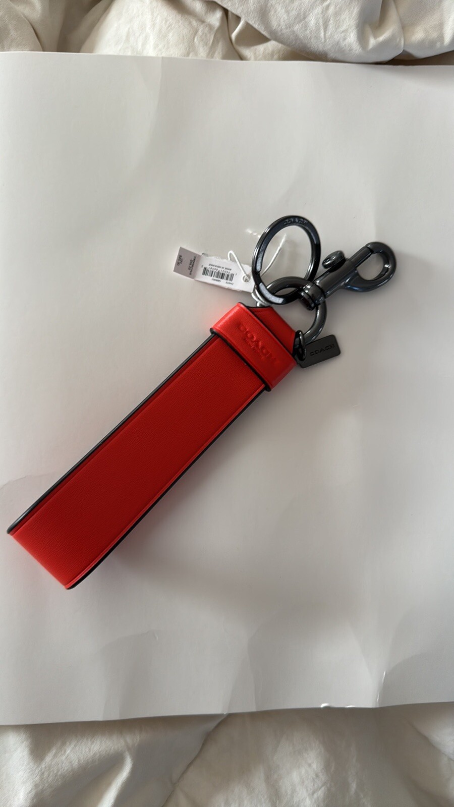 COACH Large Loop Key Fob Red Orange / Gunmetal NWT $80 SOLD OUT image 2