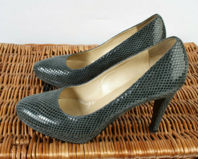 Russell Bromley London Grey Platform Snakeskin Stiletto Court