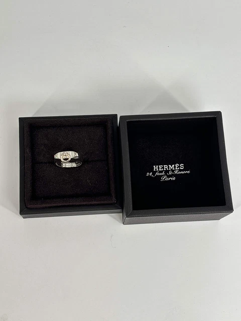 Hermes Collier de Chien silver ring 53 Size 6.5