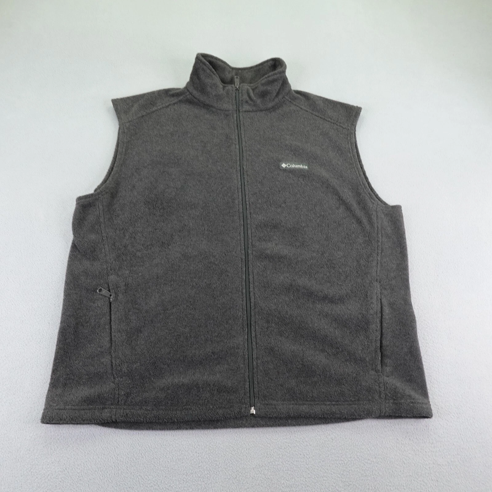 Columbia Vest Mens XL Gray Fleece Full Zip Up Sweater Sleeveless Hiking Outdoors