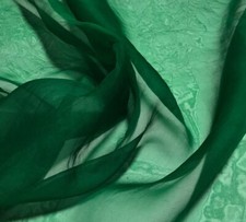 Hand Dyed EMERALD GREEN - 100 Silk Organza Fabric