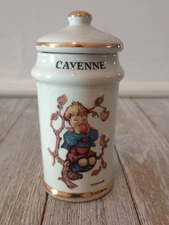Vintage 1987 MJ Hummel Cayenne Gold Trim Porcelain Spice Jar 4” Made In Japan