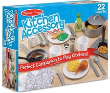 22-Piece Play Kitchen Accessories Set - Utensils, Pot, Pans, And
