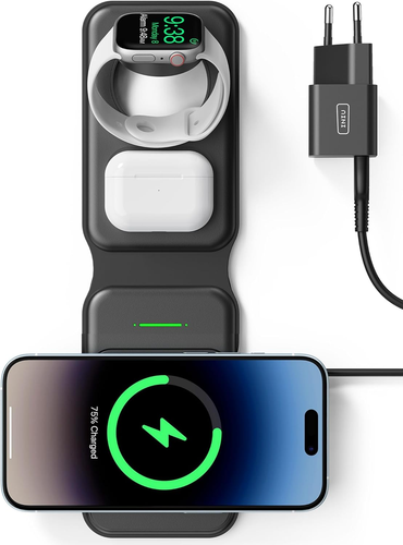 Caricatore Wireless Iphone, Magsafe 3 in 1 Base Ricarica Certificato Qi, Da Viag - Foto 9 di 12