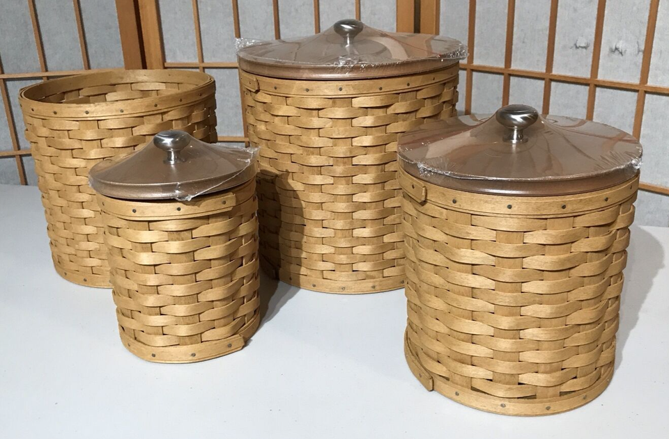 Longaberger Basket Canister Set with Lidded Plastic Inserts 21 Pieces