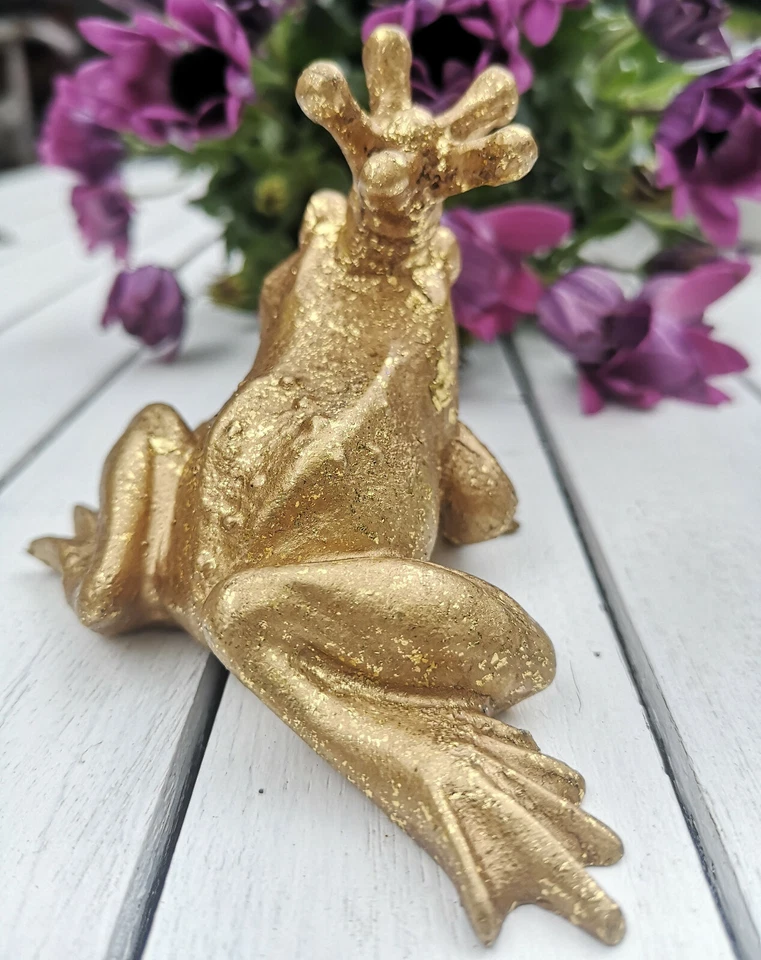 Froschkönig Frosch Gold Märchen Figur Skulptur Krone Dekoration Prinz Küssen - Bild 3 von 4