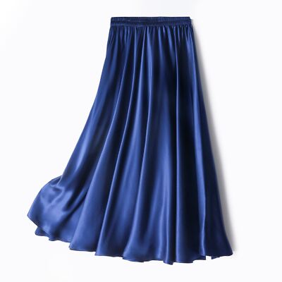 Luxurious 100% Mulberry Silk A-Line Midi Skirt   Elegant & Sleek Half Skirt New
