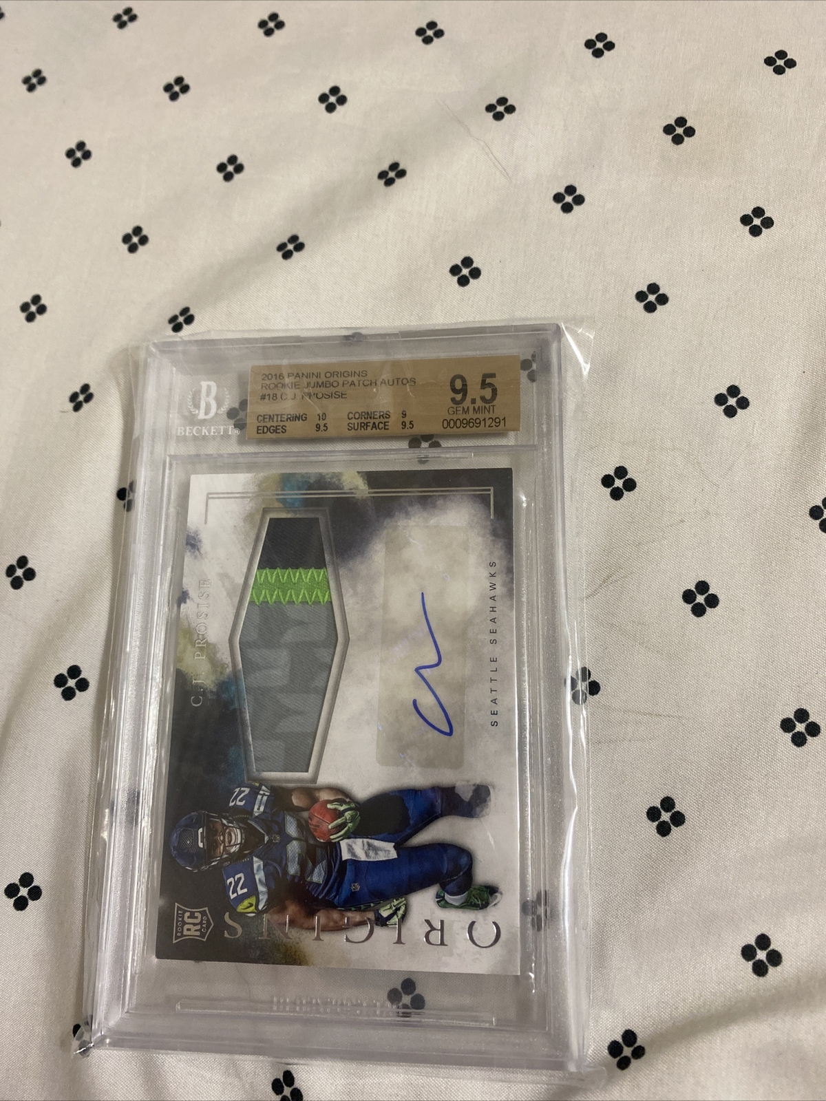 CJ Prosise Panini Origins Rookie Jumbo Patch Autographs #CJ Red