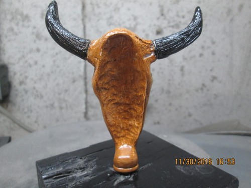texas longhorn skull hand painted ratrod hotrod car hood ornament - Picture 3 of 5