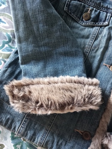 Principles Denim Faux Fur Jacket Petite Size 10 - Picture 3 of 8