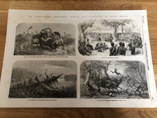 1857 illustrated london news print . dr livingstones travels in south africa