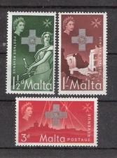 Malta 1957 Awarded Georgia Cross for War Effort Set MNH (SC# 263-265)