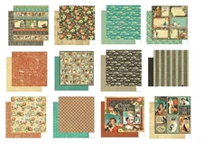 Graphic 45 Raining Cats Dogs 8 x 8 Cardstock PICK Puppy Pals Animal Umbrella