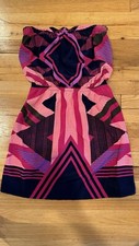 Express Womens Size Small Abstract Navy Blue Pink Sleeveless Tube Dress