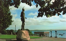 Statue of Massasoit, Overlooking Plymouth Rock Mass Vintage Chrome PC