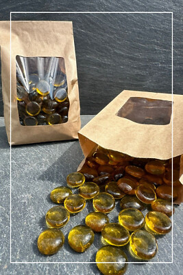 150 Glassteine Muggelsteine gold gelb Glasnuggets Glaspebbles 18 bis 20mm bunt