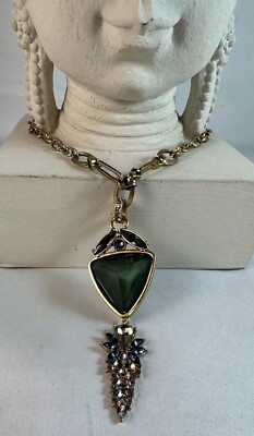 R.J. Graziano Gold Tone Colored Stone Dangle Drop Necklace ~ 19''
