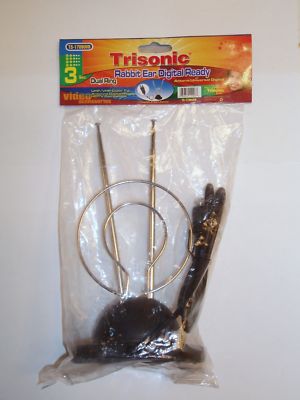 Trisonic Rabbit Ear Digital Ready TV Antenna HDTV VHF UHF with Coax Cable