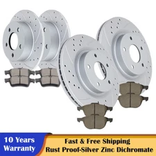 Fit 12-18 Ford Focus Front Rear Drilled Slotted Rotors and Brake Pads Brakes Kit