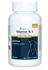Vitamin K-1 Chewable Tablets For Dogs, 50 mg, 50 Tablets Vet ONE