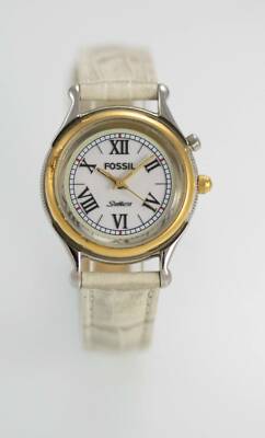 Fossil Watch Womens Light StarMaster Stainless Silver Gold White