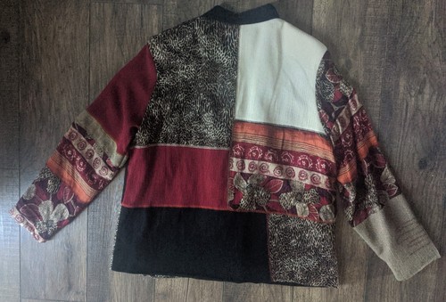 Koret Blazer Jacket Size 16W Burgundy Leopard Cheetah Embroidery Patchwork - Picture 9 of 12