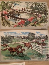 Set of VTG 5 placemats Esso Exxon Gift paintings By George Shawe Mid Century