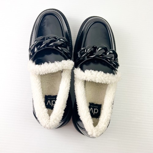 Mocassino donna DV Dolce Vita Larazzo taglia 7,5 pelliccia sintetica pelle nera - Foto 8 di 15