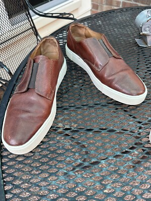 Frye Gabe Gore Brown Leather Oxford Slide-On Shoes FRYE Mens Brown Gabe Gore Oxford Leather Casual Slip On  main image 4