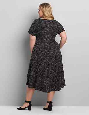 Lane Bryant black knit Textured High-Low Fit & Flare Dress Size 18/20  career | eBay