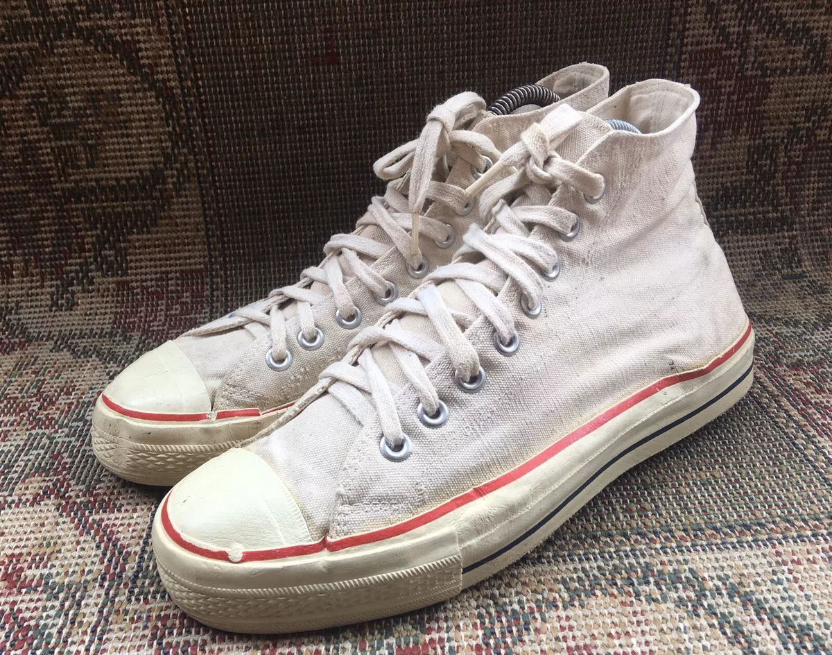 Rare 80 s Canvas Basketball Hi Top Sneakers MADE IN USA Size USA 8.5 UK 7.5