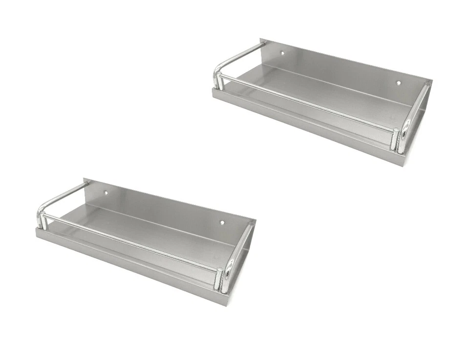 HEGAPRO Edelstahl Küchenregal 30cm Gewürzregal Wandregal Regal Edelstahlregal 2 Stück C