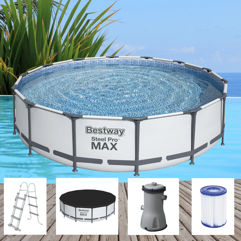 Bestway Steel Pro MAX 427x107cm Pool Filterpumpe und Zubehör Gartenpool 56950
