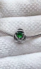 Eternity Circles May Birthstone Charm S925 Sterling Silver Charm For Bracelet