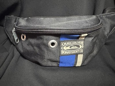 EUC Vintage Y2K Quiksilver Black Blue Canvas Fanny Pack Shoulder Belt Bag