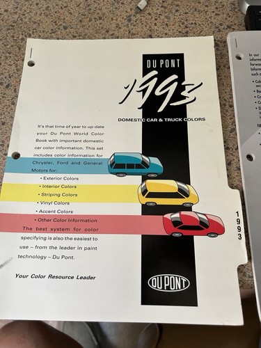 Dupont Domestic 1993 1994 1995 Color Paint Chip Guide Ford, GM, Chrysler - Picture 2 of 7