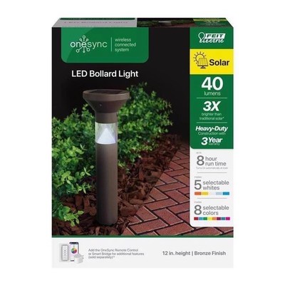 Feit Electric OneSync Solar Powered Pathway Light 40 watt LED  Bronze Finish