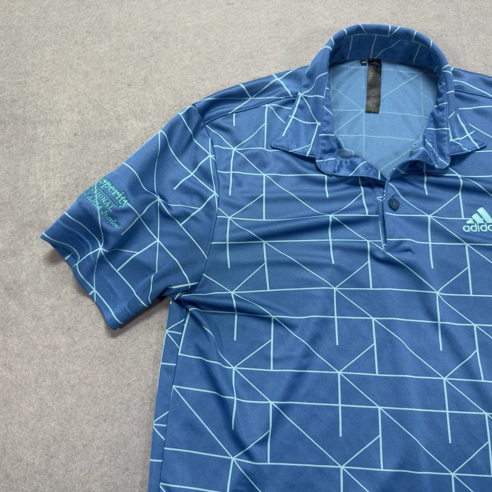 Camisa Adidas Adulto Pequeña Azul Geométrica Polo Golf AJGA Patrick Reed Informal Para Hombres Foto 4 de 4