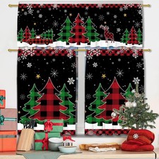 Christmas Kitchen Curtains for Windows, 27x36 54x18 Pack of 3 ,