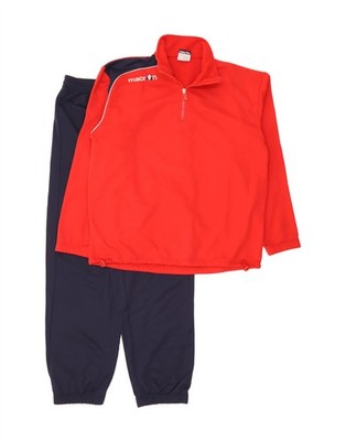 MACRON Mens Graphic Full Tracksuit Large Red Colourblock Polyester BX10