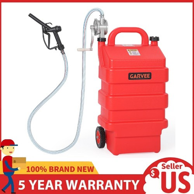 #ad 16 Gallon Portable Gas Caddy Fuel Tank 5 GPM Diesel Fuel Storage Tank on Wheels $104.29