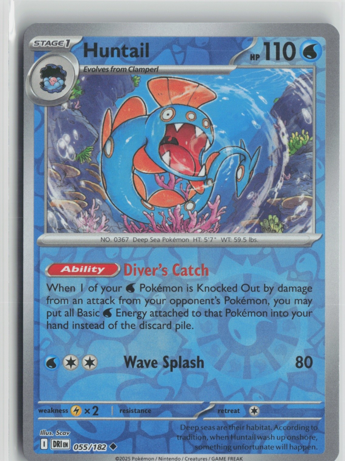 Huntail 055/182 Uncommon SV10: Destined Rivals NM Reverse Holo