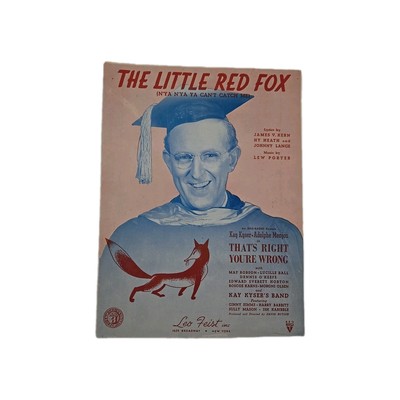 The Little Red Fox 1939 Vintage Sheet Music Kay Kyser James V. Kern Lew Porter