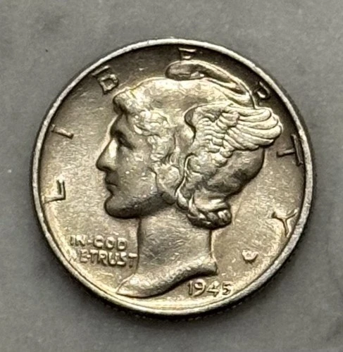 1945-P Mercury Dime - AU - About Uncirculated - 90% Silver