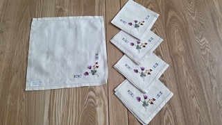 x5 Vintage cream floral Napkins 12x12 inches