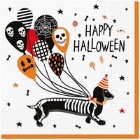 20 Servietten Spooky Dachshund Halloween Dackel Hund Tiere Kinder Ballon 33X33Cm