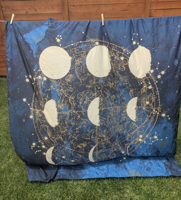 Celestial Curtain Moon Phase Stars Astrology Blue Gold Y2K 90s Constellation 