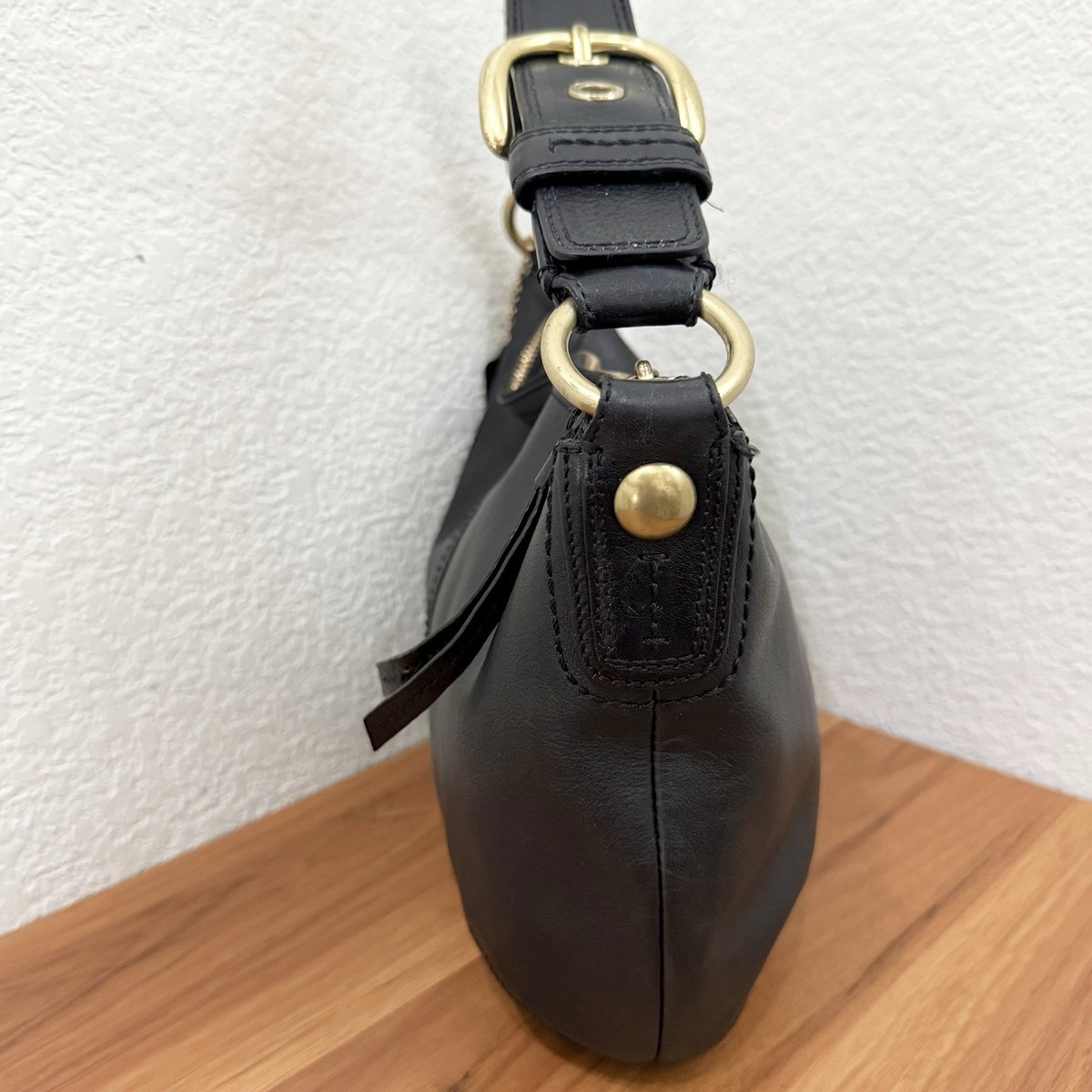 Vintage Y2K COACH F11838 Black Soft Pebbled Leather Hobo Shoulder