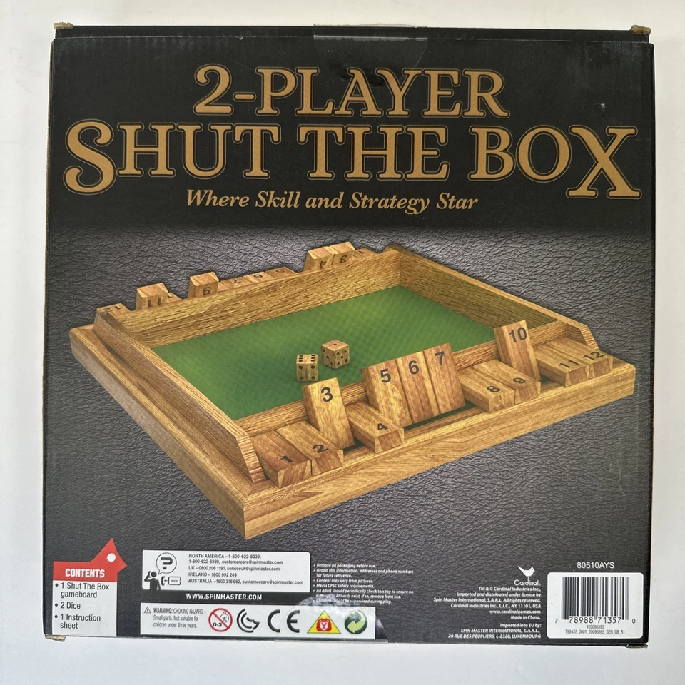 Juego de mesa de centro Shut-The-Box para 2 jugadores madera NUEVO en plástico/caja color claro madera Foto 2 de 4