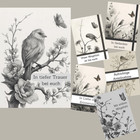 6 Trauerkarten mit Umschlag Dankeskarten - Danksagungskarten Vogel Spruch Karte